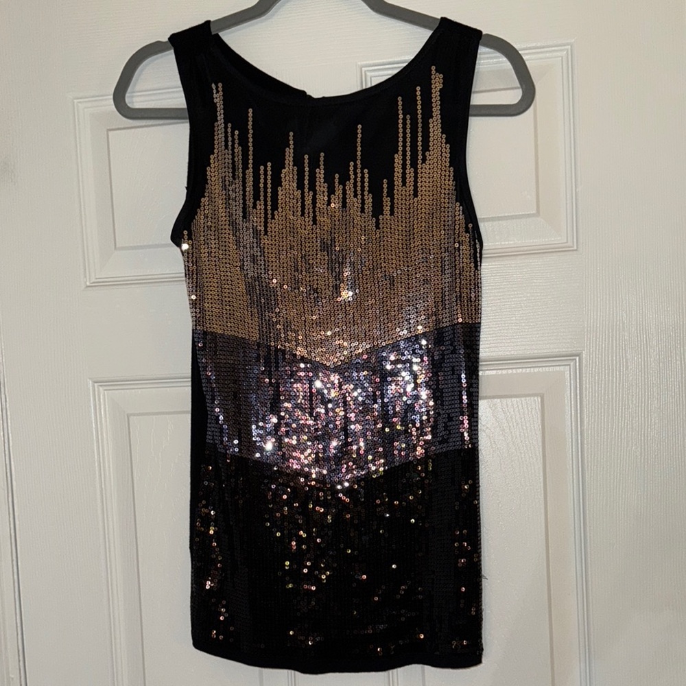 Sequin Black and Gold Tank Top